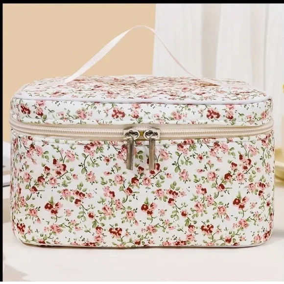 NIP Floral Cosmetic Bag with Pink Handle - Picture 3 of 8